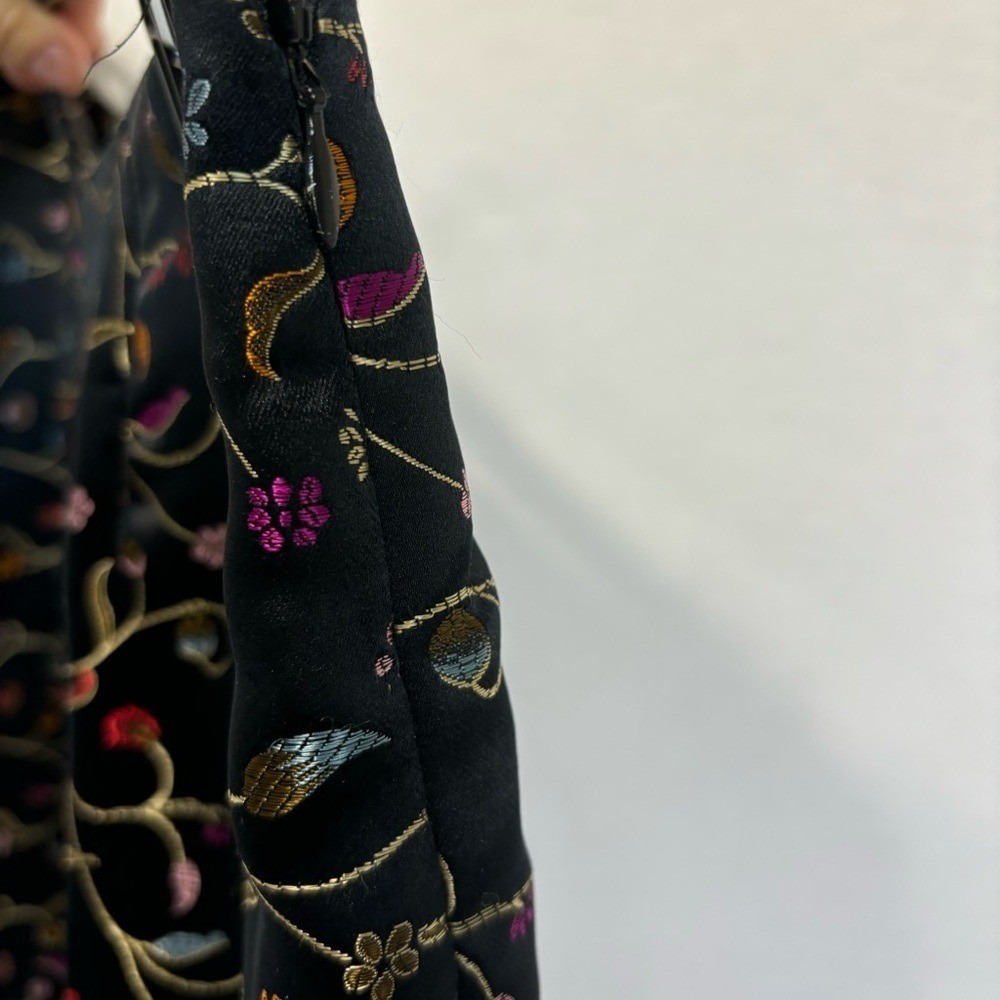 TAO Black Floral Embroidered Vintage Women's Pants, Size 12 - Picture 5 of 7